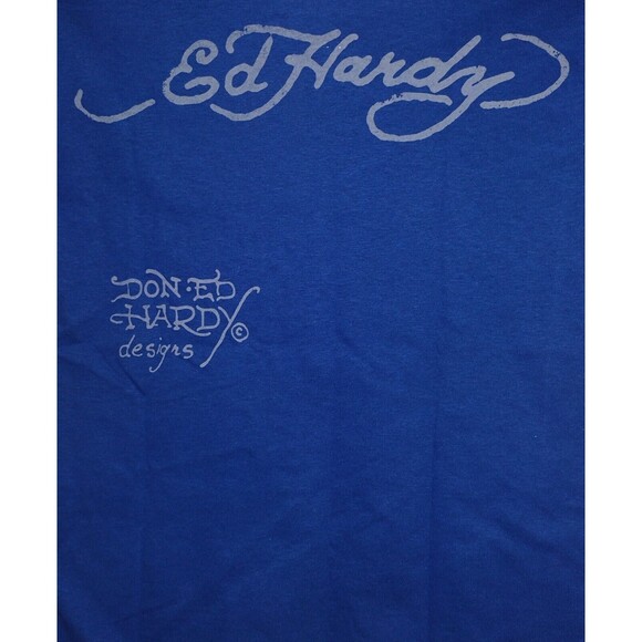 Ed Hardy Boys Shirt Size 5 Blue Distressed Look Vintage NWT - Picture 4 of 4